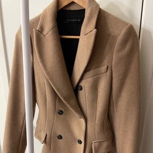 ZARA WOMEN WOOL CAMEL COAT (SZ SMALL) GREAT COND!